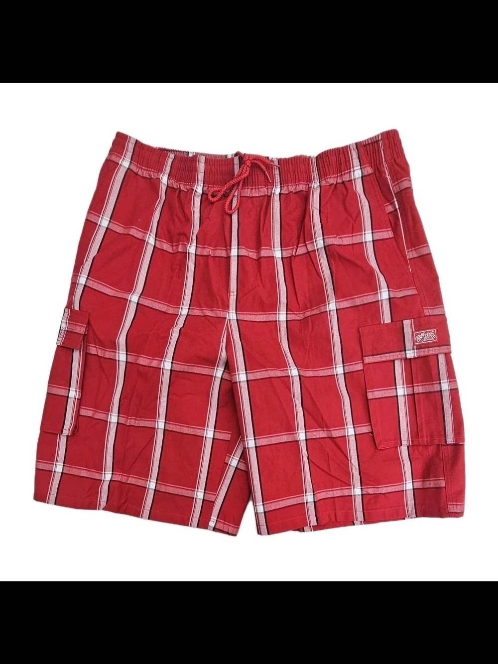 Shaka Wear Men's Plaid Cargo Shorts Red Black 4XL Baggy Streetwear NWT
